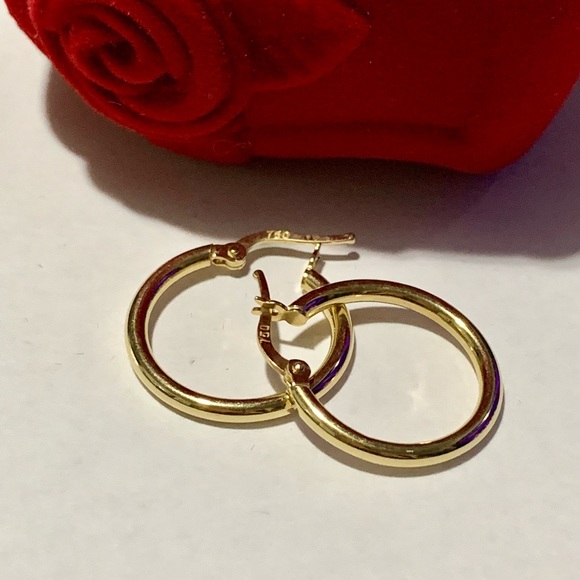 18k Solid Gold Hoop Earrings - Picture 1 of 5